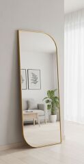 İvory Golden Angel 100x36 Cm Büyük Duvar Aynası Gold - Oval