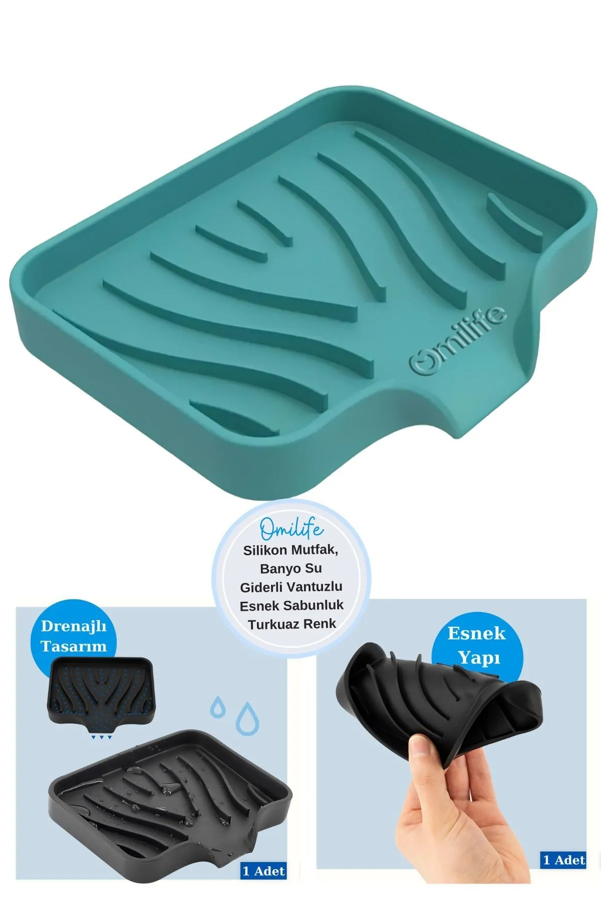 Omilife Silikon Su Giderli Vantuzlu Sabunluk Fenomen Ürün Zümrüt