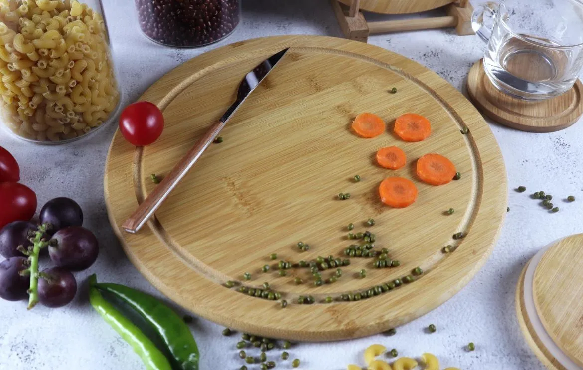 Bambu Döner Yuvarlak Sunumluk 30 Cm Ahşap