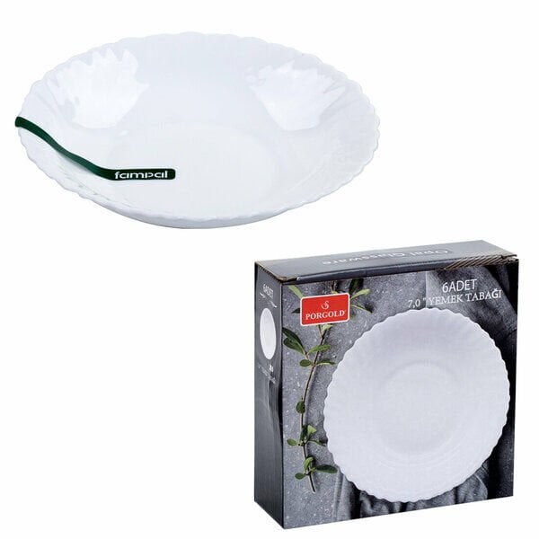 Porgold Yemek Tabağı 7 İnç 6 Lı Beyaz