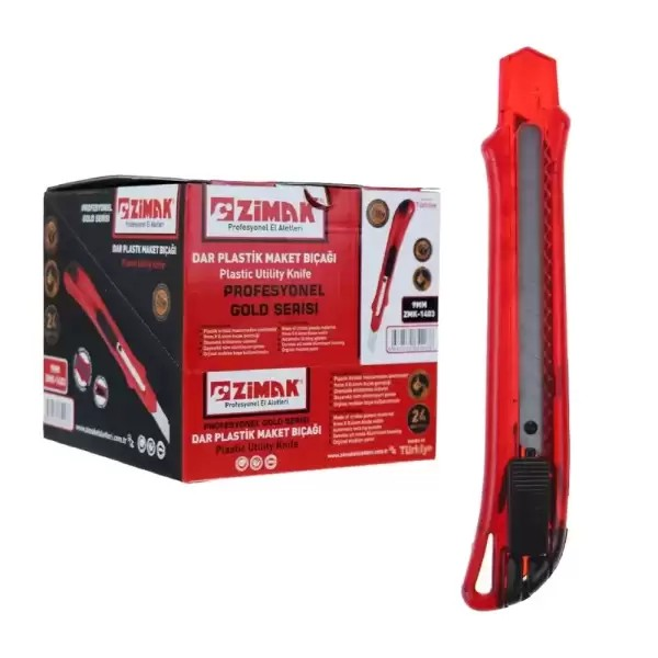 Zimak Maket Bıçağı Plastik Küçük 9 Mm Gold serisi Bordo