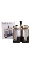 Yakut Baharatlık Set Cam Metal 2 Li Gümüş