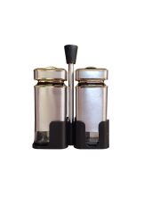 Yakut Baharatlık Set Cam Metal 2 Li Gümüş