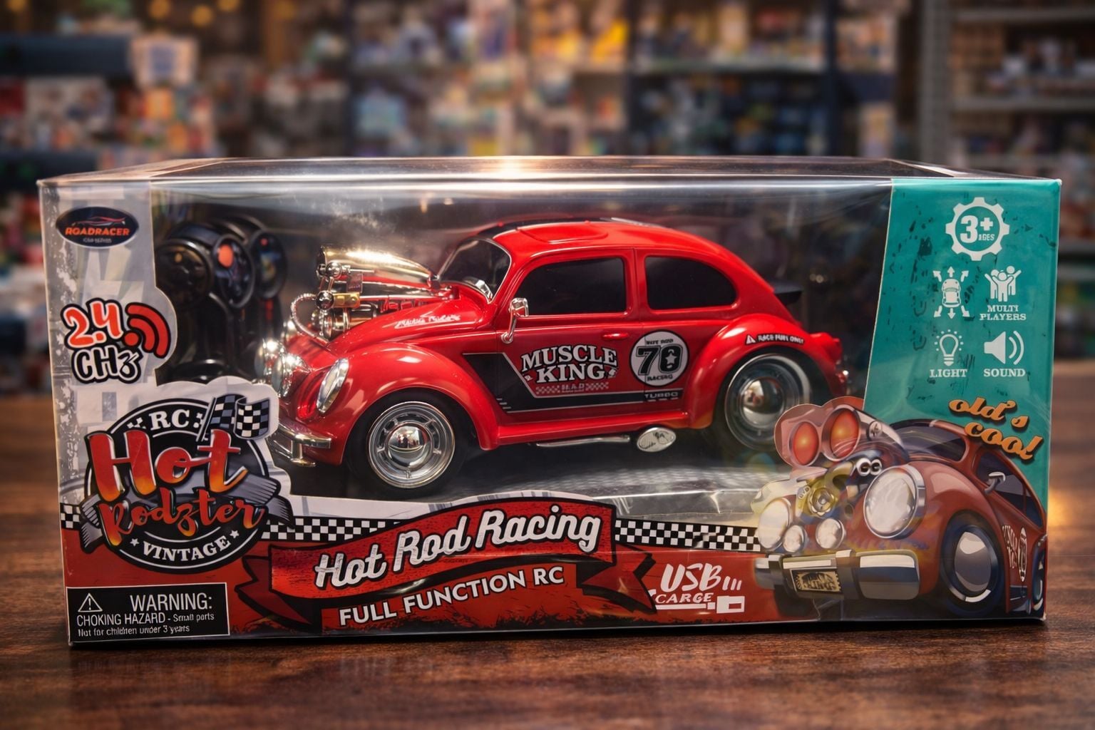 Can Toys Araba Uzaktan Kumandalı Sesli Işıklı Drift Atan 1:16 Vintage Kral Kırmızı