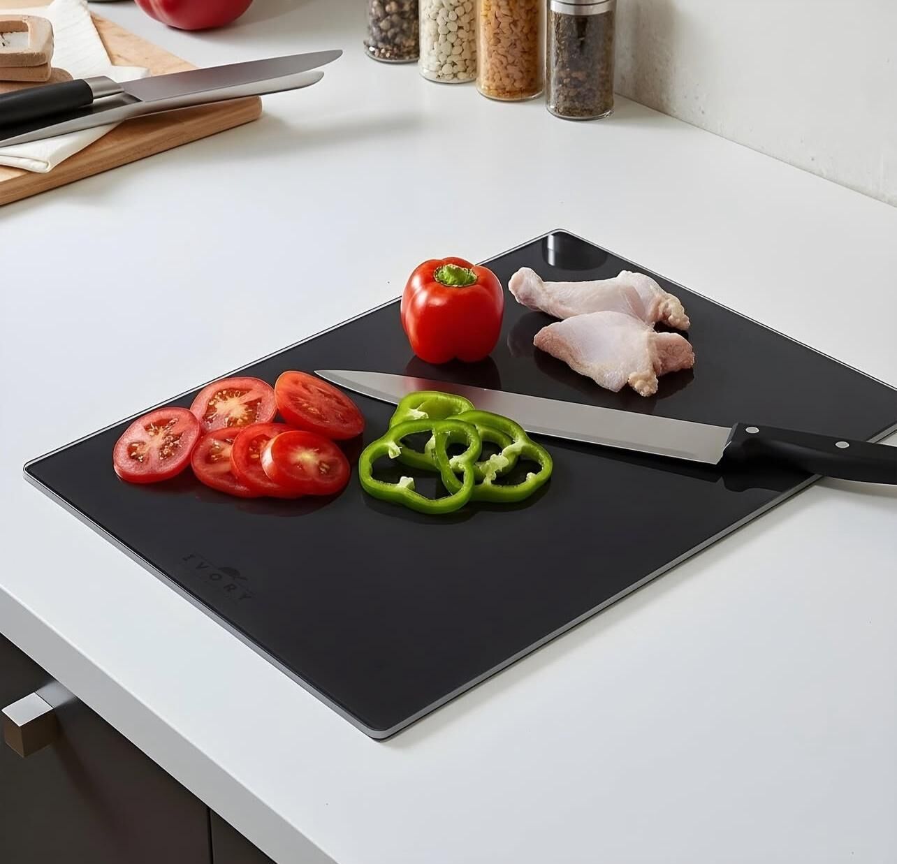 İvory Kesim Panosu Cam 25 X 35 Cm Antrasit