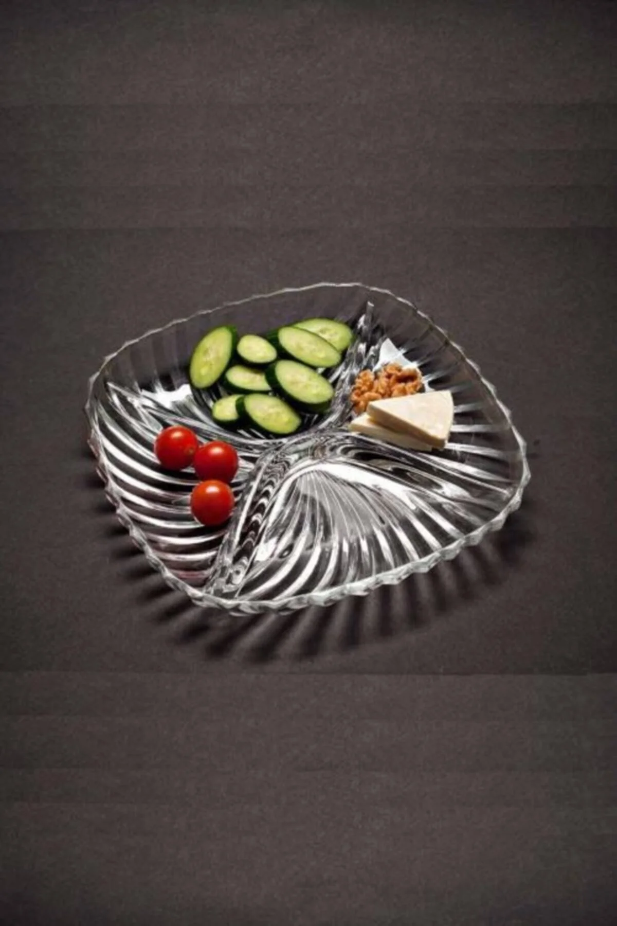 Santa Bölmeli Çerezlik Sunum Tabak 24 Cm Şeffaf