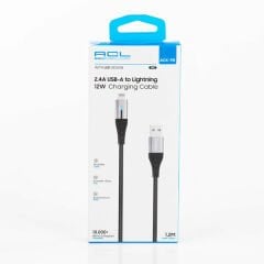 Acl Şarj Kablo Usb Lightning Led Işıklı 12 W 2.4 A 1.2 Mt Ack-98