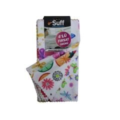 Suff Bez Mutfak Çiçek Sepeti 4 Lü 32X32 Cm 250 Gr Beyaz