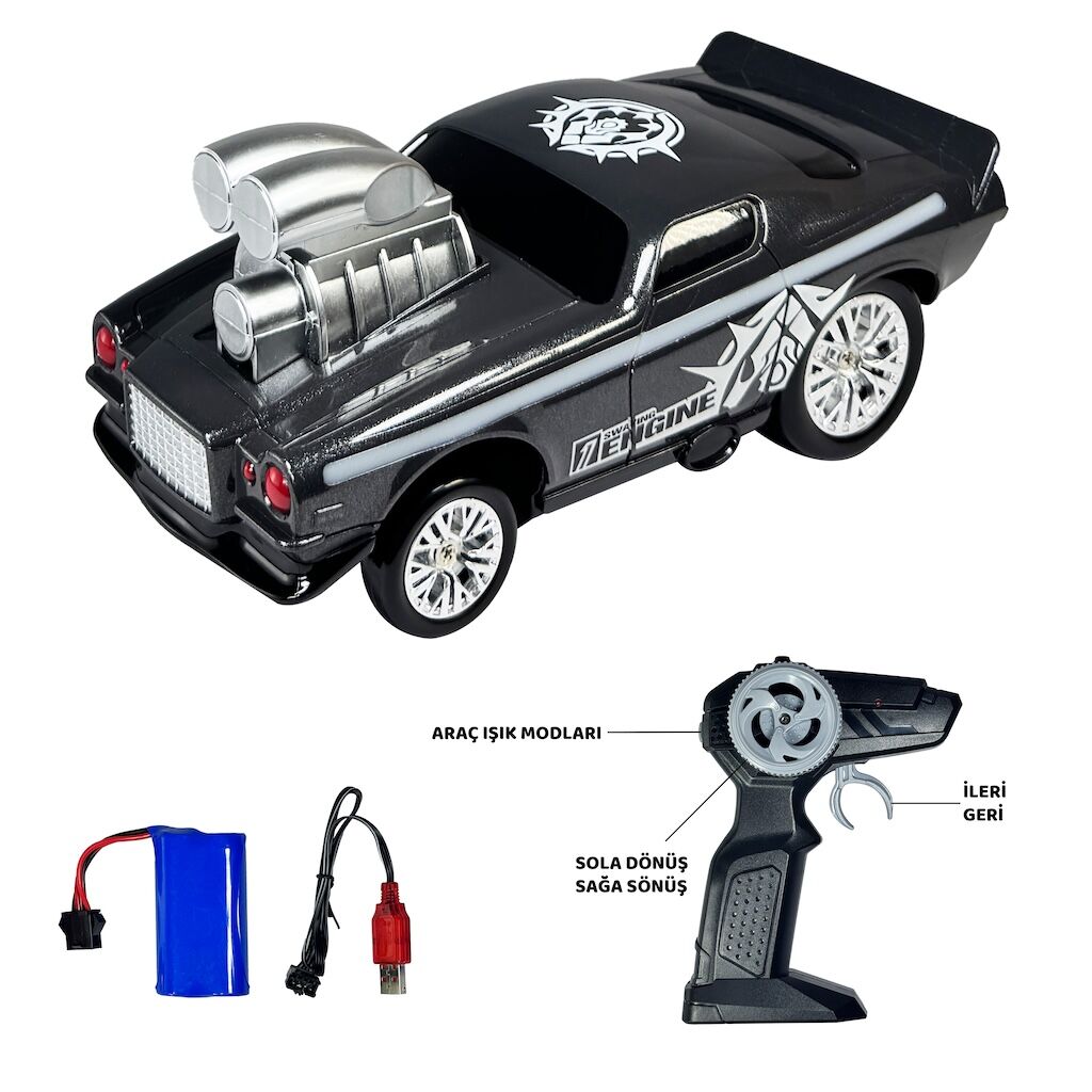 Vardem Araba Kumandalı Uzaktan Işıklı Drift Antrasit