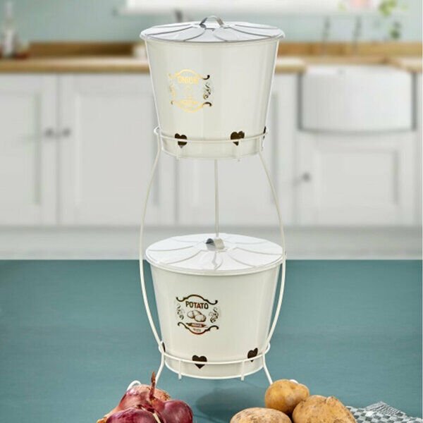 Gülen Meralika Patates Soğan Kabı Metal Kapaklı 2 li Konik Eko