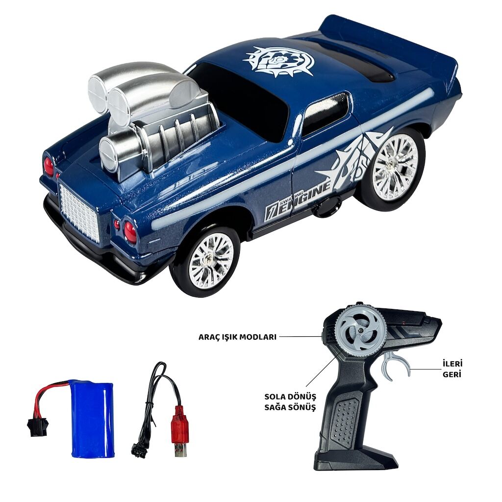 Vardem Araba Kumandalı Uzaktan Işıklı Drift Petrol Mavi
