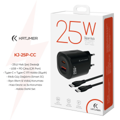 Katjmer Şarj Aleti Type-C To Type-C Kablo 25 W