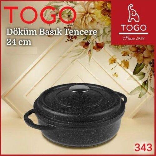 Togo 343 Döküm 24 cm Basık  Tencere Siyah