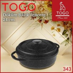 Togo 343 Döküm 24 cm Basık  Tencere Siyah
