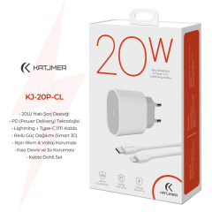 Katjmer Şarj Aleti Type-C To Lightning Kablo 20 W Beyaz