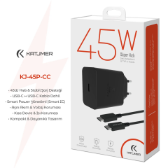 Katjmer Şarj Aleti Type-C Kablo 45 W Siyah