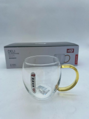Krd Home Deli Glassware Bardak Kupa Cam Kulplu Borosilikat GBP49-2 350 Ml
