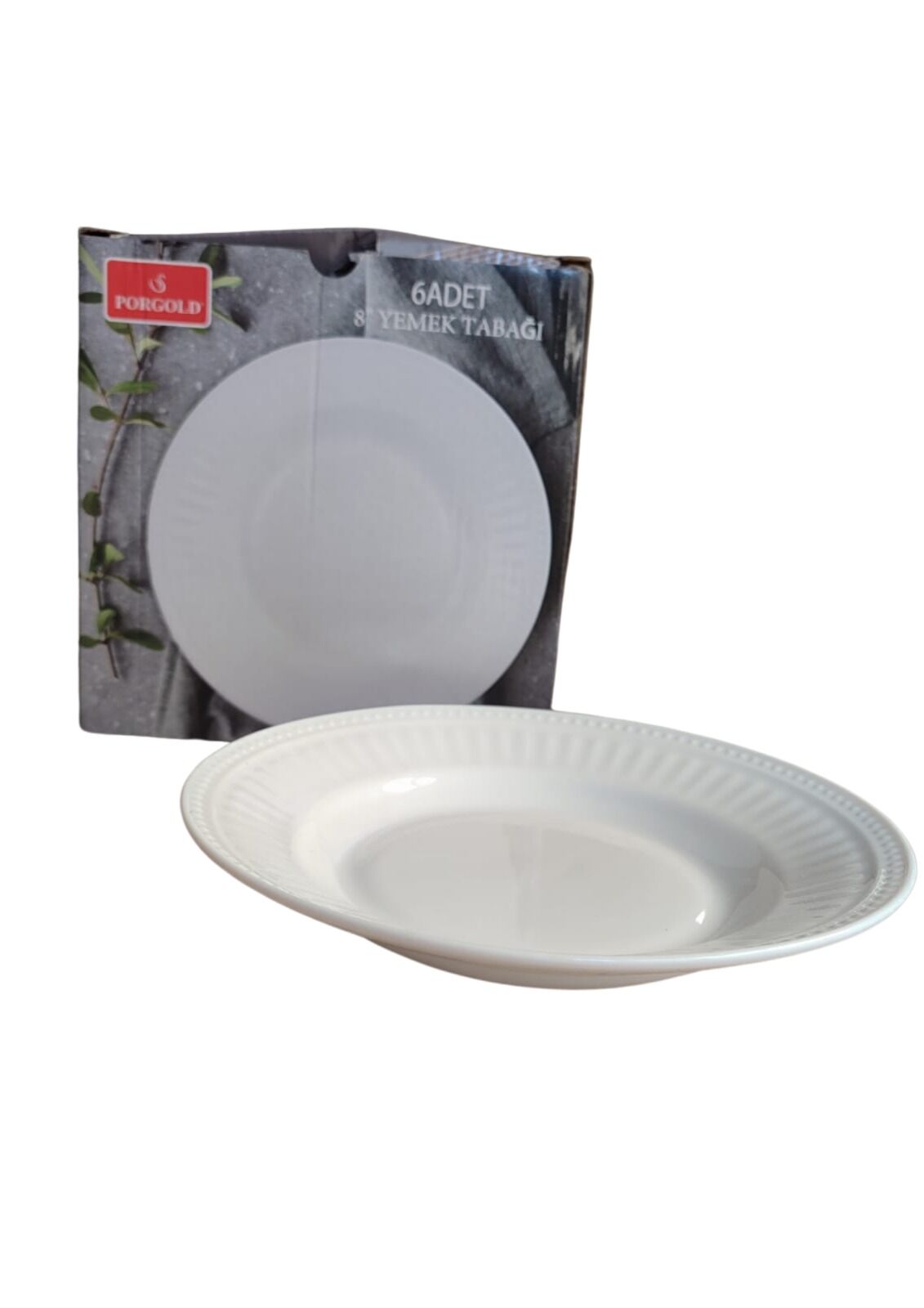 Porgold Yemek Tabağı 8 İnç 6 Lı Beyaz