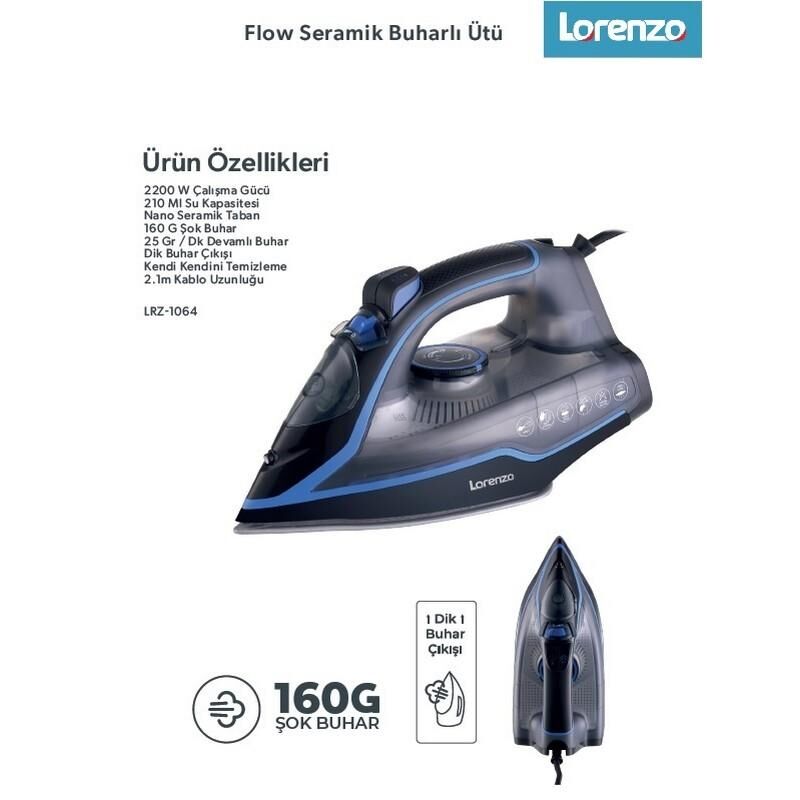 Lorenzo Flow Seramik Buharlı Ütü