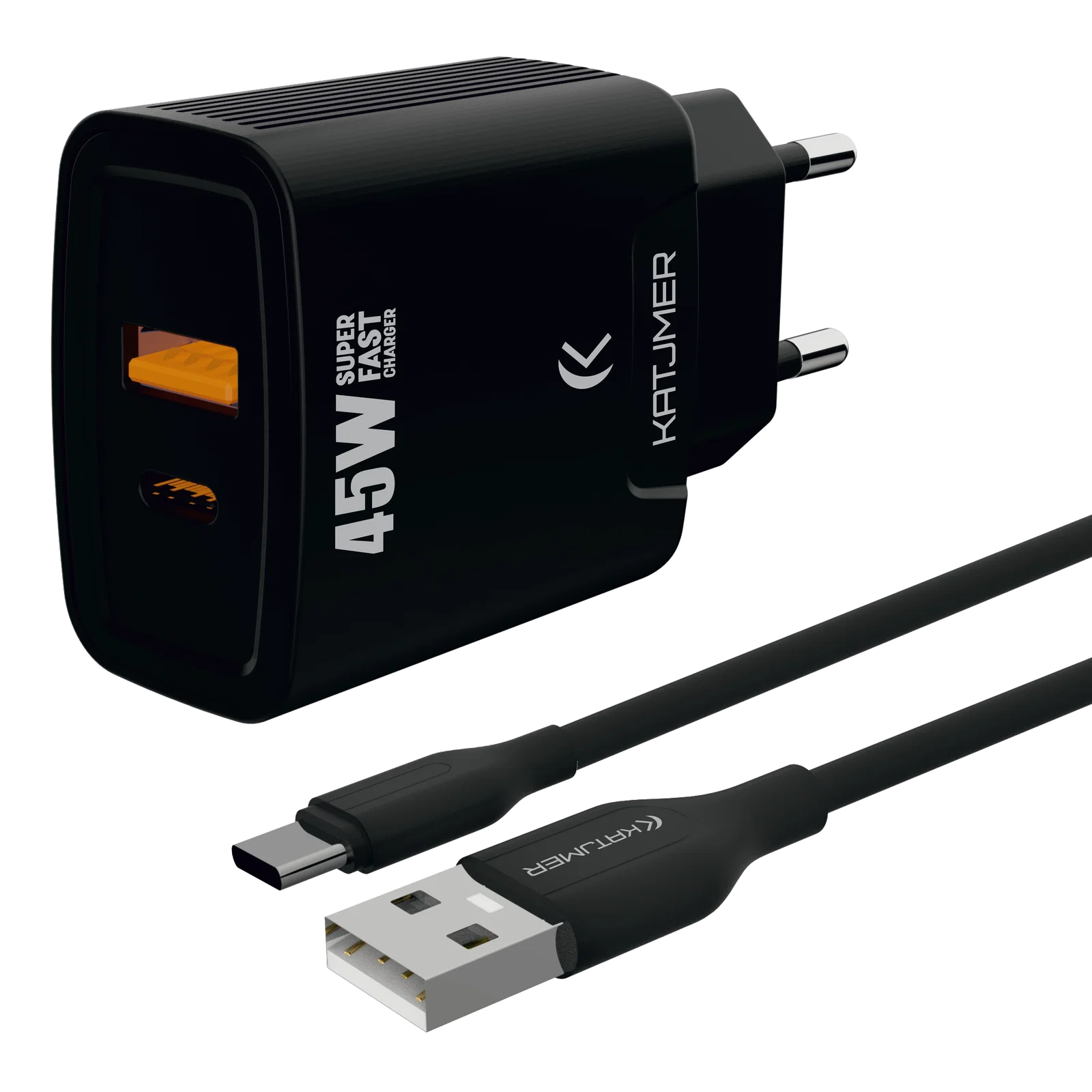 Katjmer Şarj Aleti Usb To Type-C Kablo 45 W Siyah