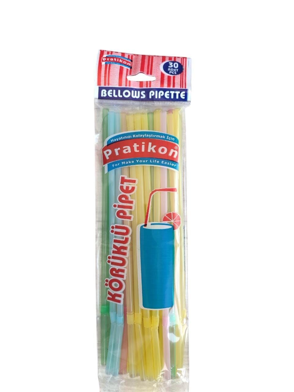 Pratikon Körüklü Pipet 30 Lu Karışık Renkli