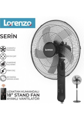 Lorenzo Serin Uzaktan Kumanda Ayaklı Vantilatör Siyah