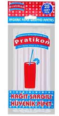 PratikonKağıt Sargılı Pipet Düz 25 Li Kırmızı