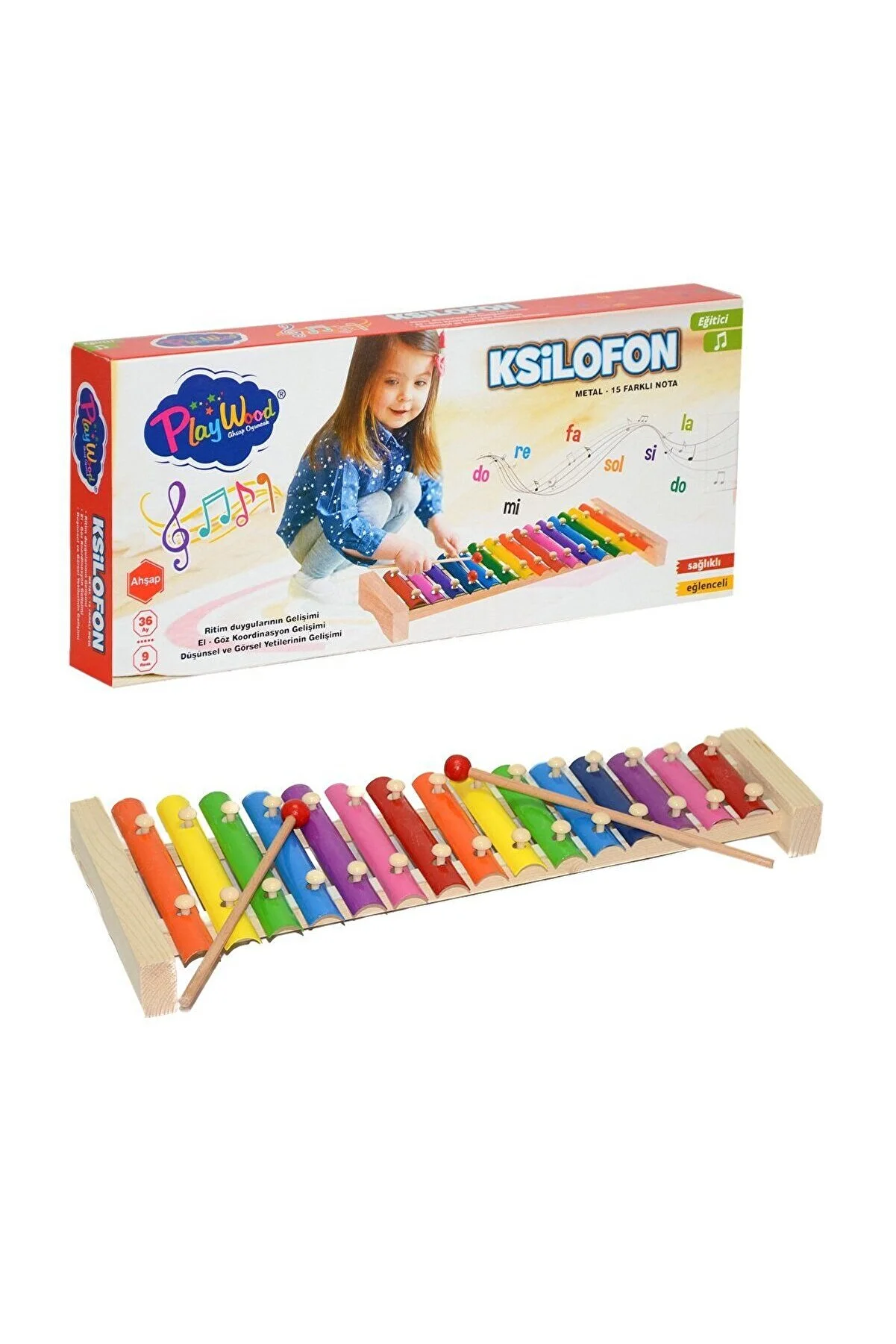 Onyıl Ksilofon Metal 15 Notalı Ahşap