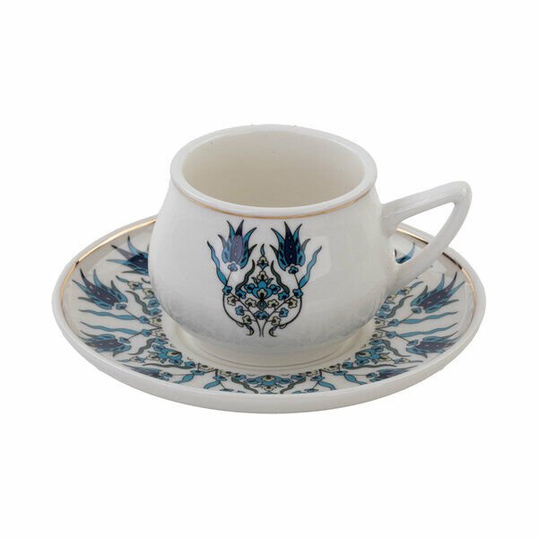 Perotti Fincan Takımı Kahve Porselen 12 Parça Mavibahçe