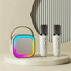 Power Style Speaker Hoparlör Karaoke Çift Mikrofonlu Bluetooth 5 W