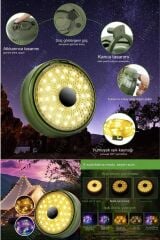 Kampanyalı Makaralı Şerit Led Kamp Lambası Rgb Gün Işığı 8 Mt Şarjlı