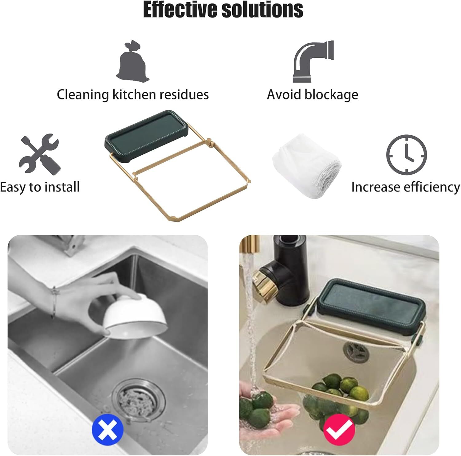 Emka Home Katlanabilir Mutfak Lavabo Filtre File Askı Seti Zümrüt