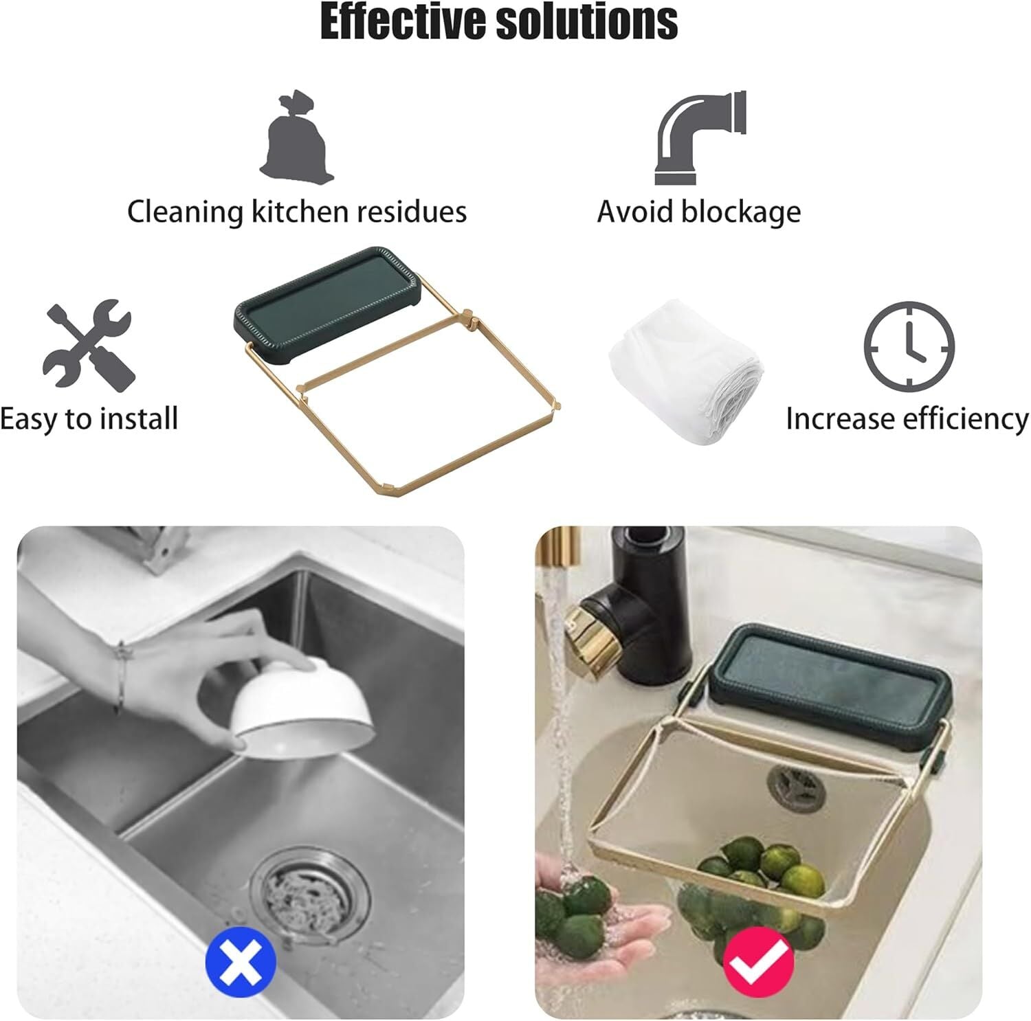 Emka Home Katlanabilir Mutfak Lavabo Filtre File Askı Seti Zümrüt