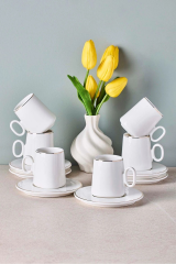 Perotti Fincan Takımı Kahve Porselen 12 Parça Pure