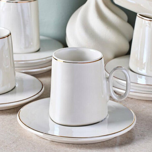 Perotti Fincan Takımı Kahve Porselen 12 Parça Pure