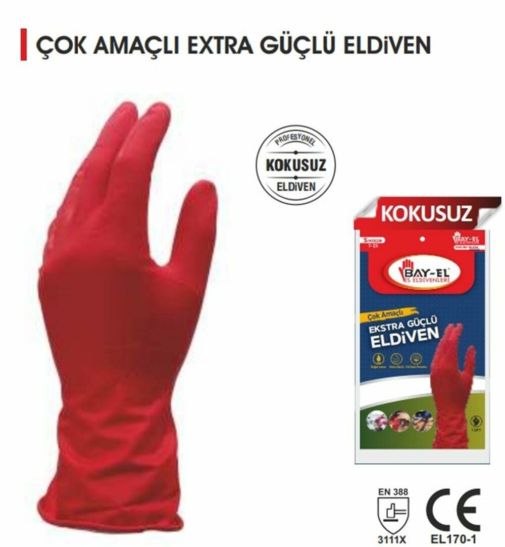 Bayel Çok Amaçlı Extra Güçlü Eldiven Kırmızı - XL