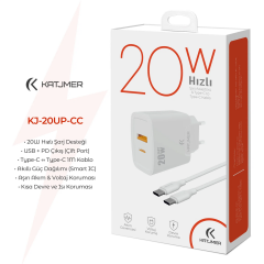 Katjmer Şarj Aleti Type-C To Type-C Kablo 20 W