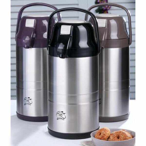 Cooker Termos Çelik 3.5Lt Pompalı Çift Katlı Siyah