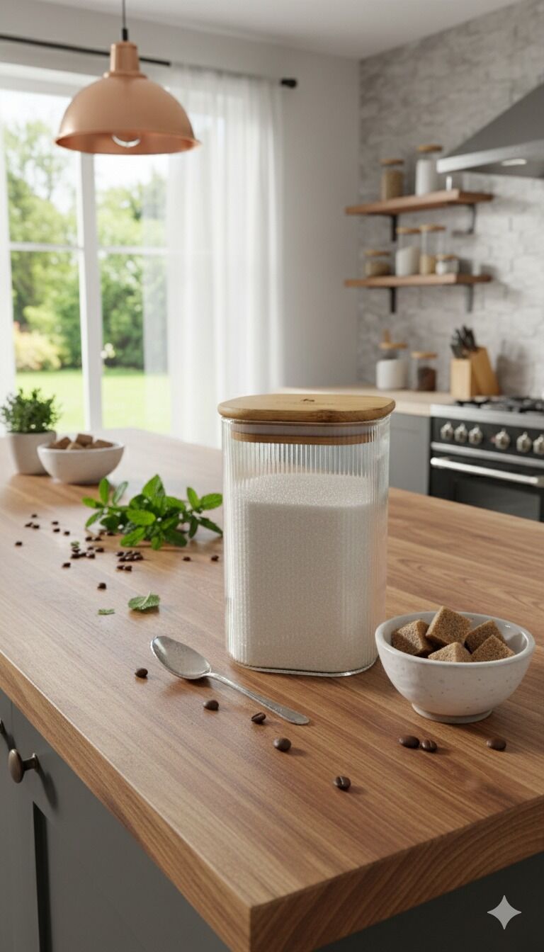 Bambu Kapaklı Çizgili Borosilikat Küçük Cam Kavanoz 750 Ml