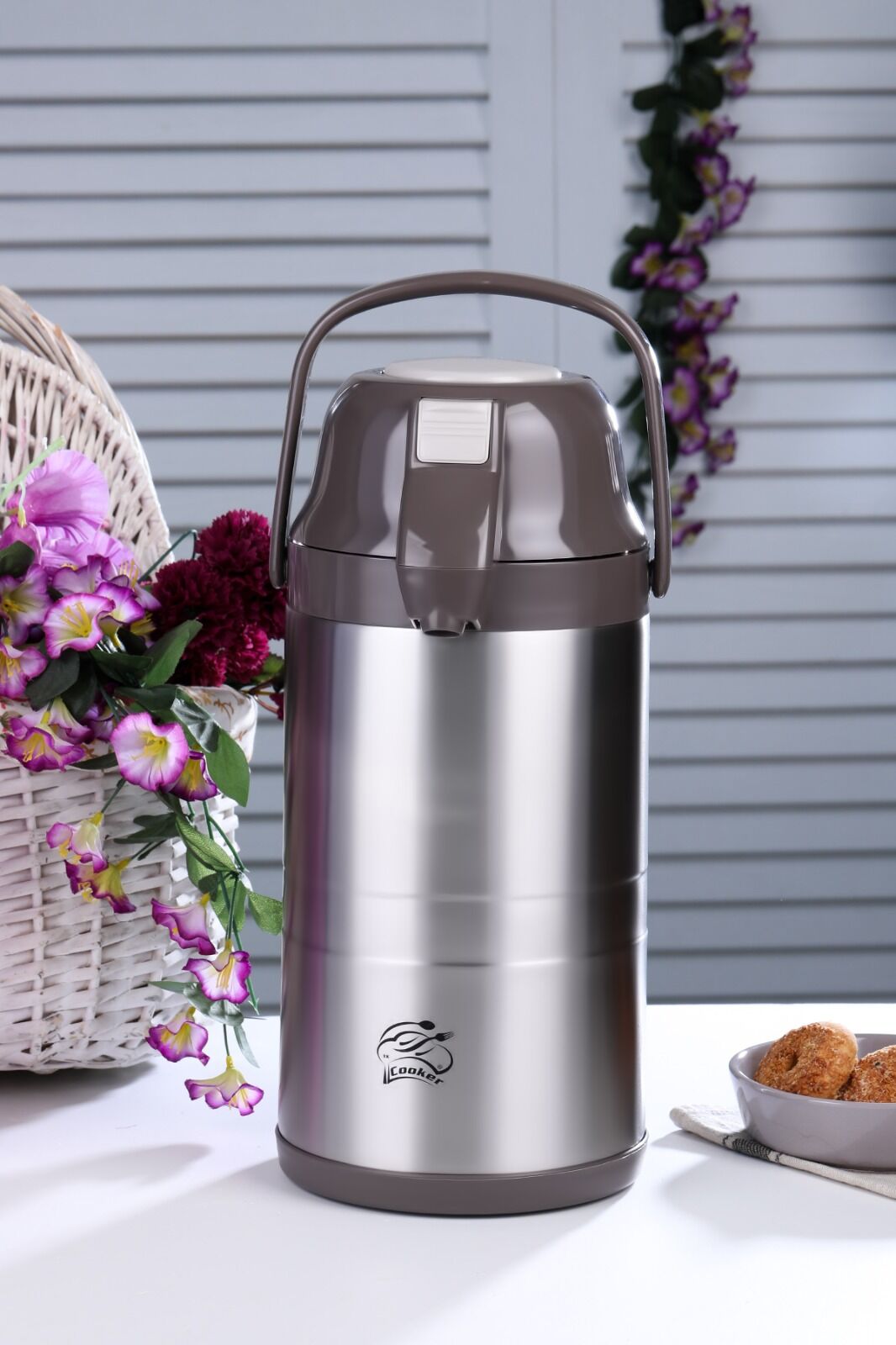 Cooker Termos Çelik 3.5Lt Pompalı Çift Katlı Vizon