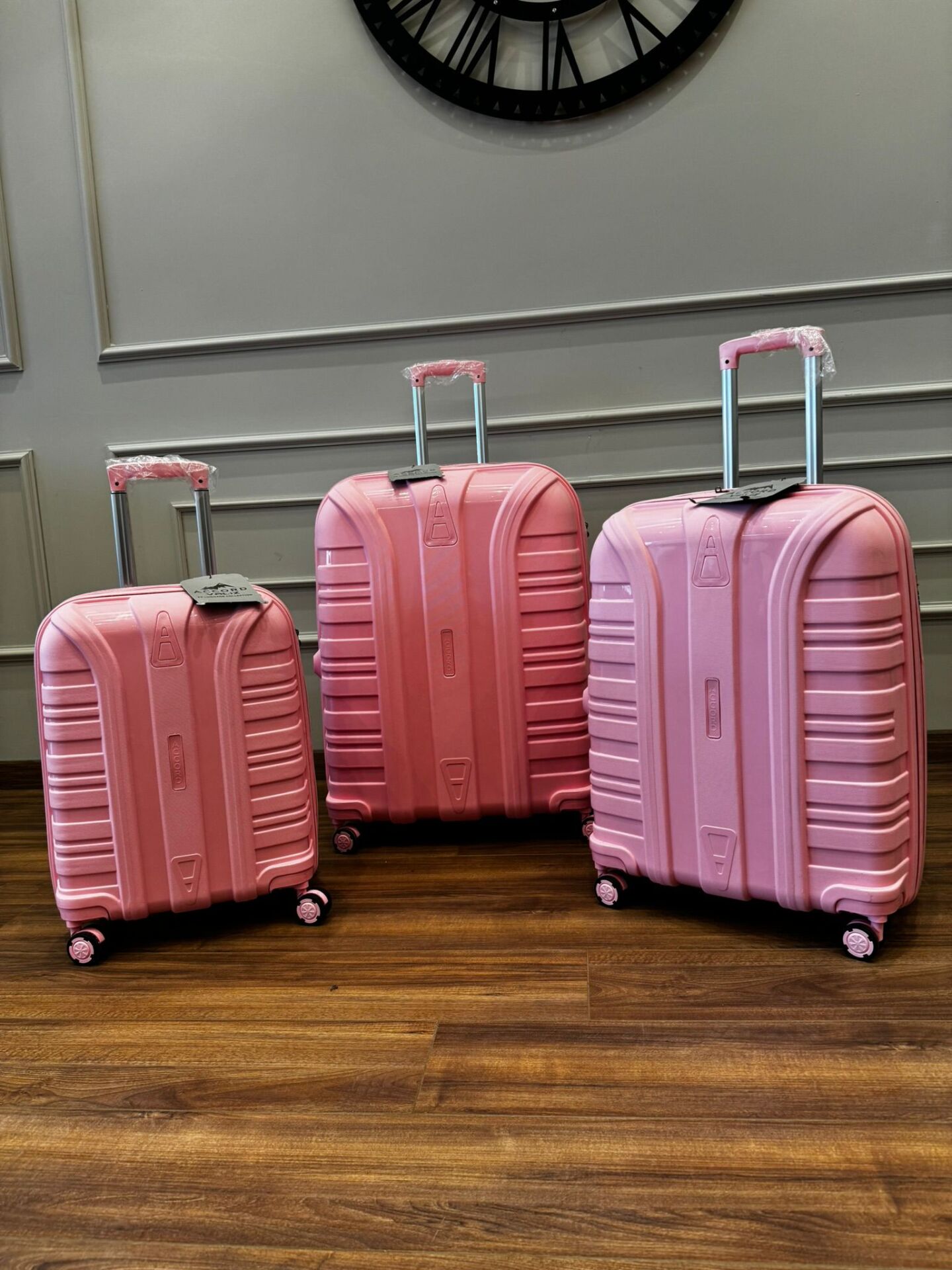 Accord Pp Kapak Plastik Valiz Kırılmaz Geniş Kasa 3'Lü Set Pembe