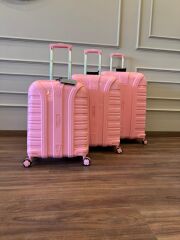 Accord Pp Kapak Plastik Valiz Kırılmaz Geniş Kasa 3'Lü Set Pembe