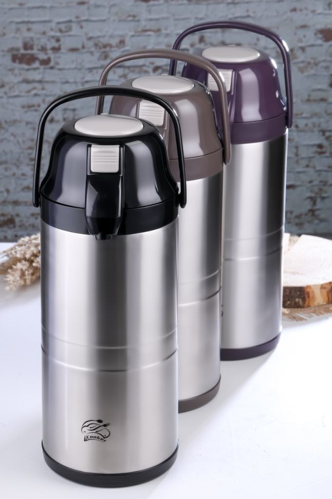 Cooker Termos Çelik 4.5Lt Pompalı Çift Katlı Siyah