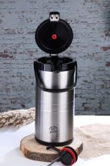 Cooker Termos Çelik 4.5Lt Pompalı Çift Katlı Siyah
