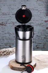 Cooker Termos Çelik 4.5Lt Pompalı Çift Katlı Siyah
