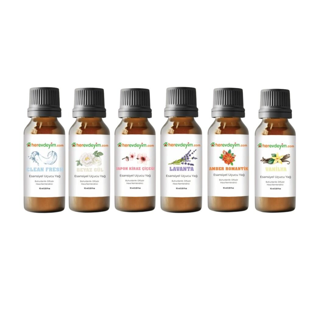 Herevdeyim Esansiyel Uçucu Koku Yağı 10 Ml 6 Adet Koku Seti