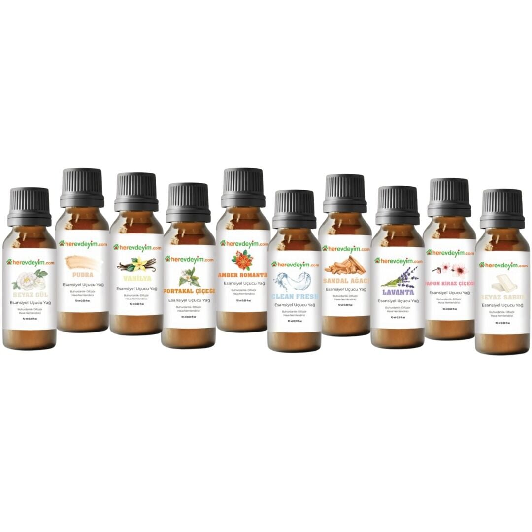 Herevdeyim Esansiyel Uçucu Koku Yağı 10 Ml 10 Adet Koku Seti