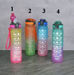 Tohana Matara Plastik Motivasyon 1 Lt Fit Çift Renk Boyalı Ölçü Baskılı