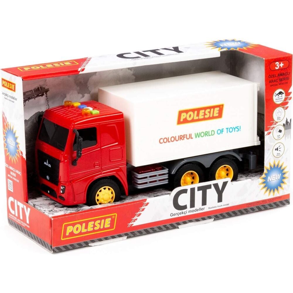 Polesie City-2 Sürtmeli Kapalı Kasa Kamyon Işıklı Sesli Kırmızı