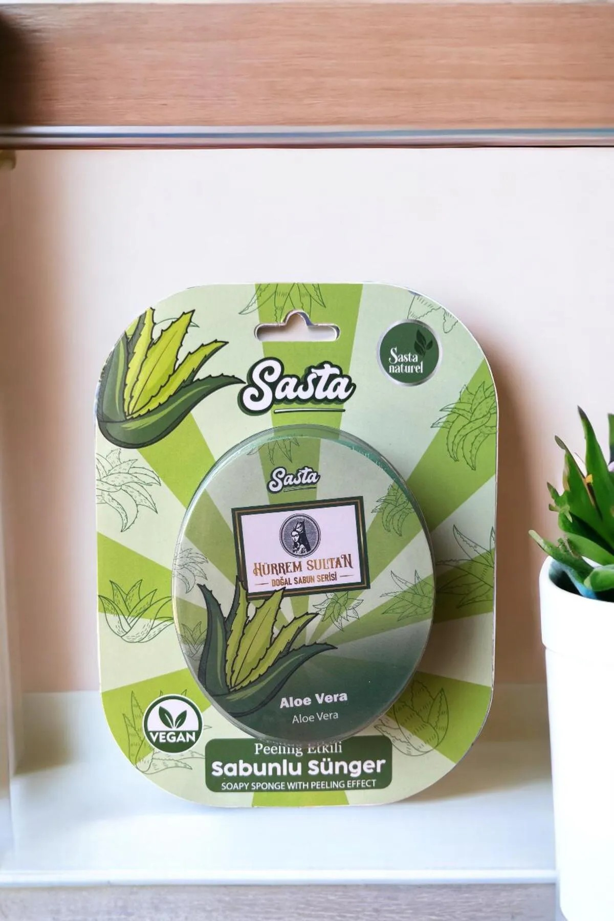Sasta Doğal Süngerli Sabun Sponge Serisi Aloe Vera